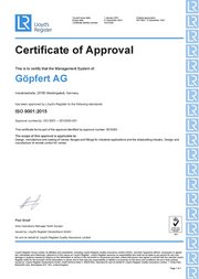 Certificate of approval Lloyds Register DIN ISO 9001