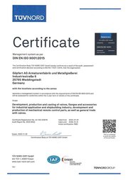 Goedkeuringen DIN EU ISO 9001:2015